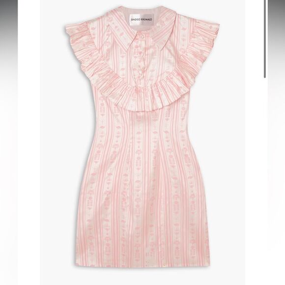 NWT SINDISO KHUMALO Ruffled printed Silk Dress - Picture 8 of 14